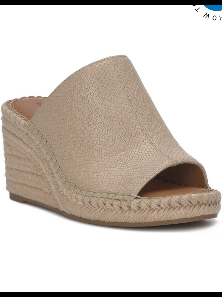 New Lucky Brand Neutral Tan Espadrille Wedge Mule